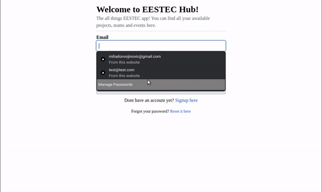 EESTEC Hub auth showcase